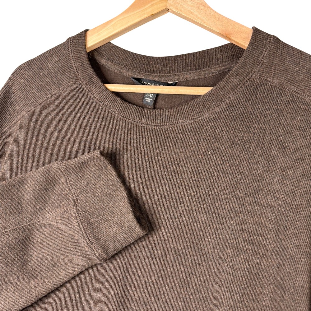 Banana Republic Brushed Rib LS Brown Heather Crew Neck Sweatshirt XXL 815247-00